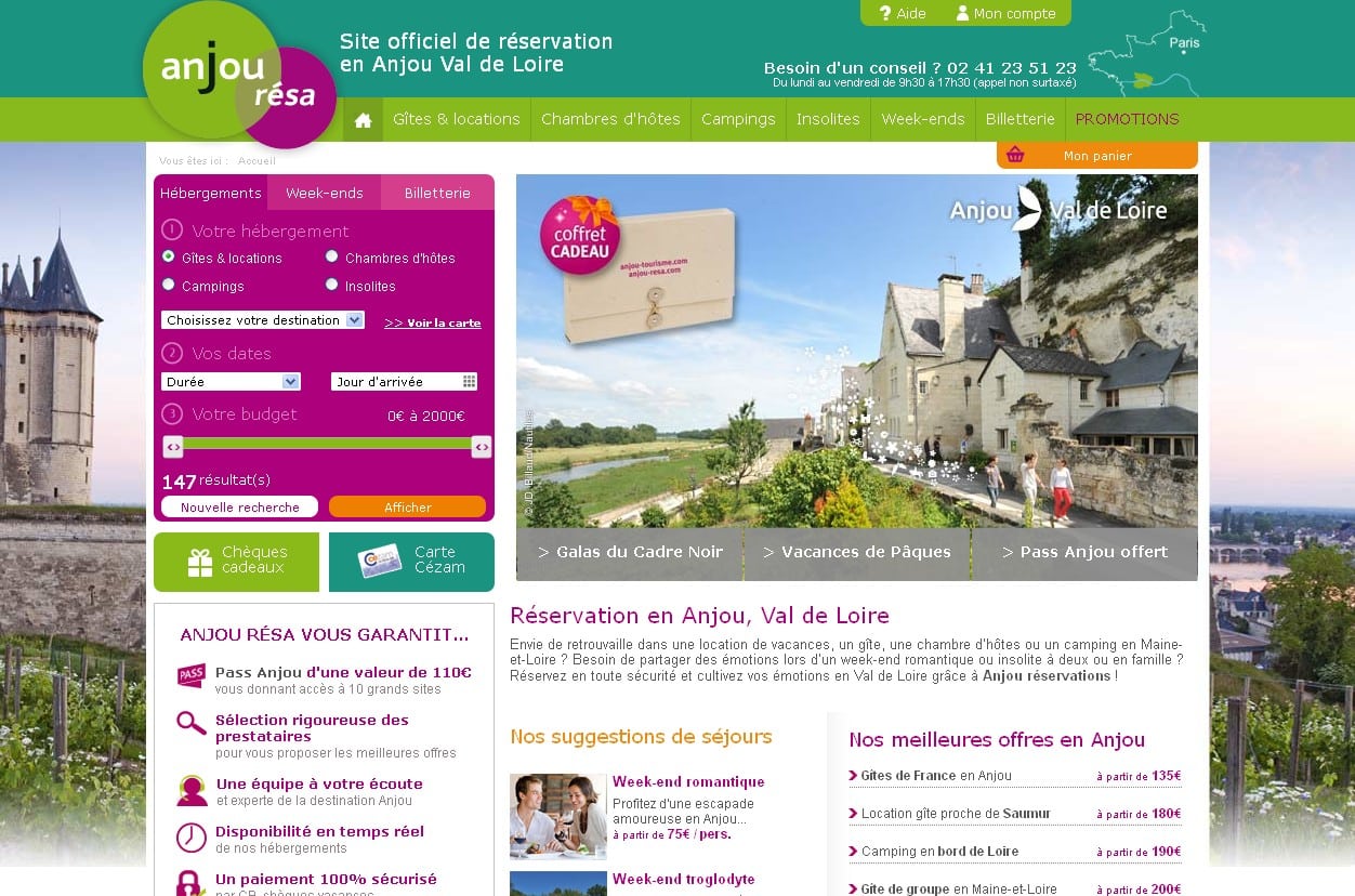 Réserver ses vacances sur Anjou Résa