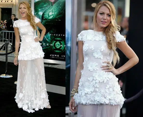 Blake Lively a illuminé le tapis rouge dans une longue robe blanche en dentelle. 