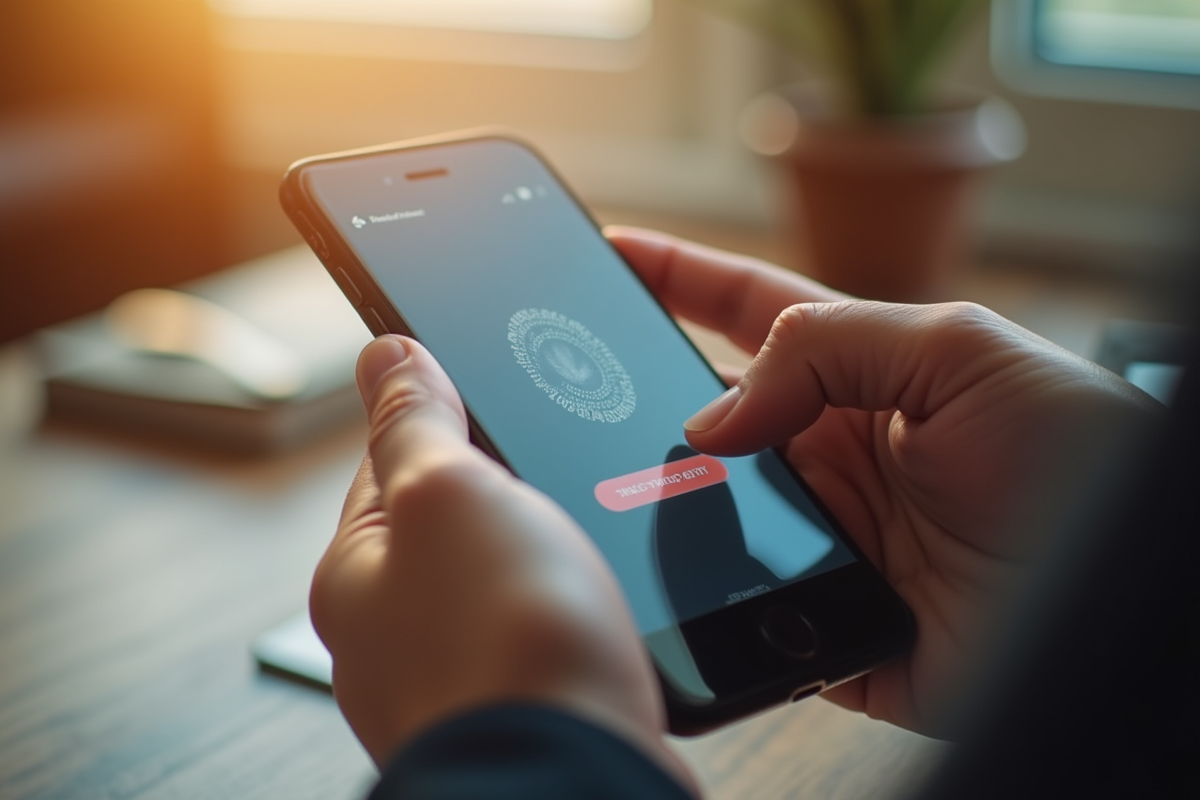 Saisie du code de deuxfacteurs sur un smartphone dans un espace de travail