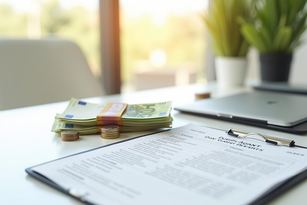 Monnaie et rapport ddiagnostic energie sur un bureau lumineux