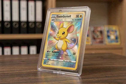 Carte Pokémon Pikachu rare gradée en slab PSA avec défaut de coupe visible affectant sa cote de collection