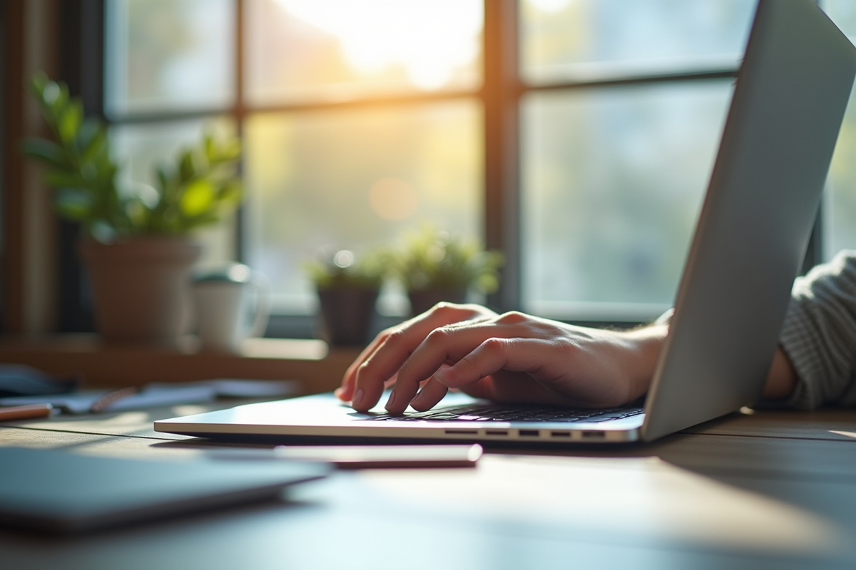 Espace de travail professionnel avec ordinateur portable moderne