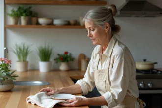 Essuie-vaisselle en lin, alliant confort et esthétisme en cuisine