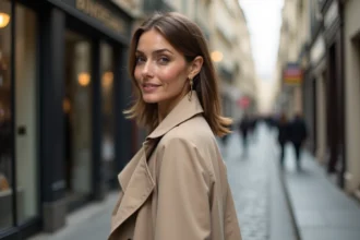 Étole élégante drapée sur une tenue chic pour un événement spécial