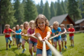 Enfants s'amusant ensemble lors d'une colonie de vacances