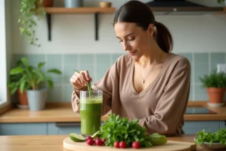 Femme examinant des aliments sains pour la fertilité