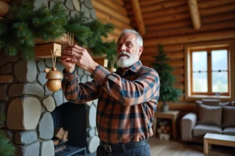 décoration intérieure d'un chalet en bois avec des éléments naturels