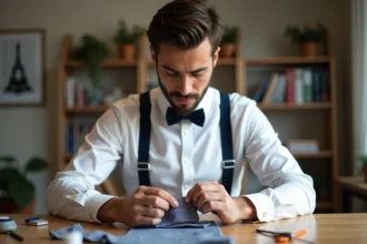 Colle pour nœud papillon sur une table élégante