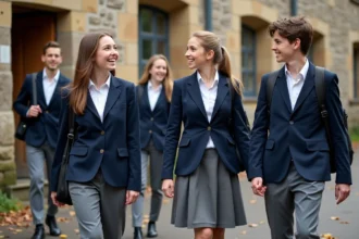 Élèves en uniforme scolaire dans une école française