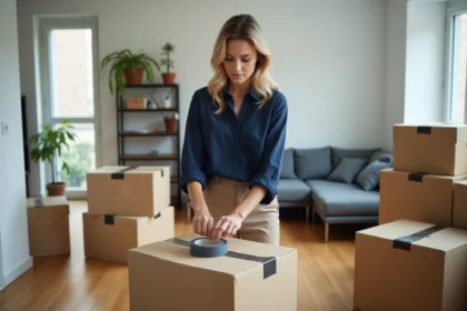 Cartons de déménagement prêts à être utilisés pour l'emballage