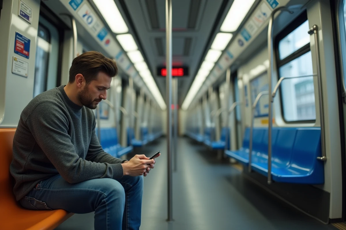 Homme assis vérifiant l