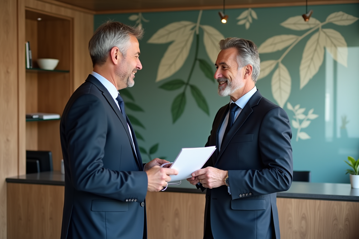 Homme discutant avec un dermatologue dans une clinique parisienne