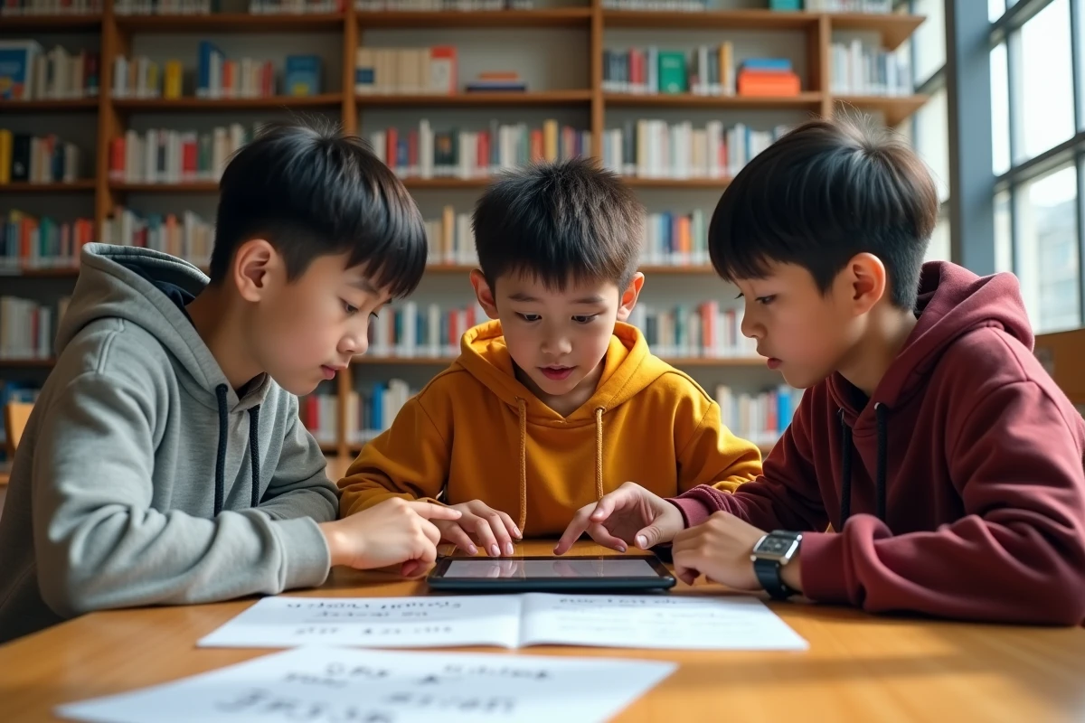 Trois adolescents discutant autour d