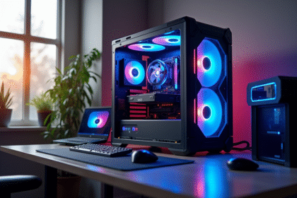 PC gaming haut de gamme avec composants lumineux et éclairage RGB