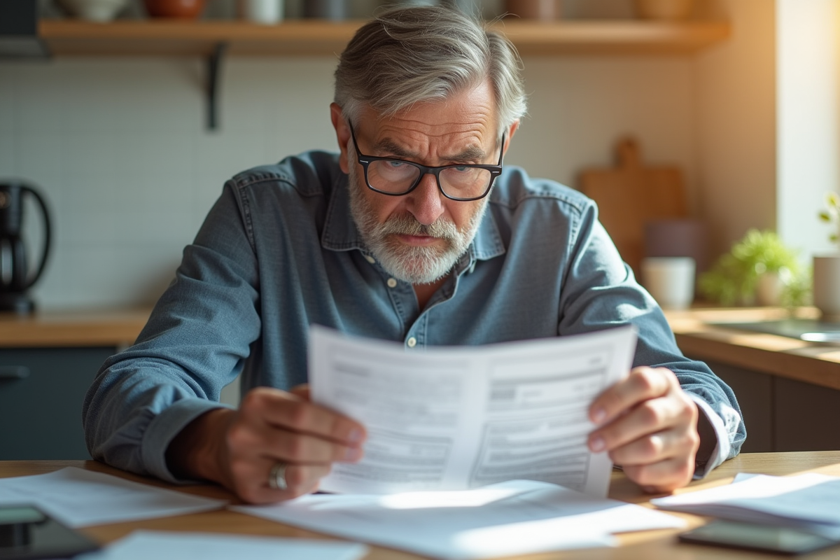 Personne inquiète vérifiant ses factures à la maison